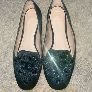 Emerald green suede tory burch flats 9M